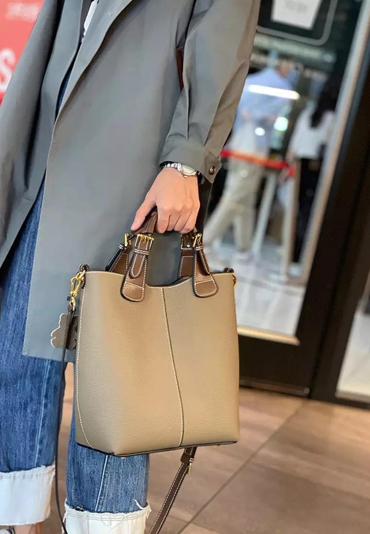 Women's Classic Cowhide Leather 2-Ways Crossbody Bags Hand Bags
