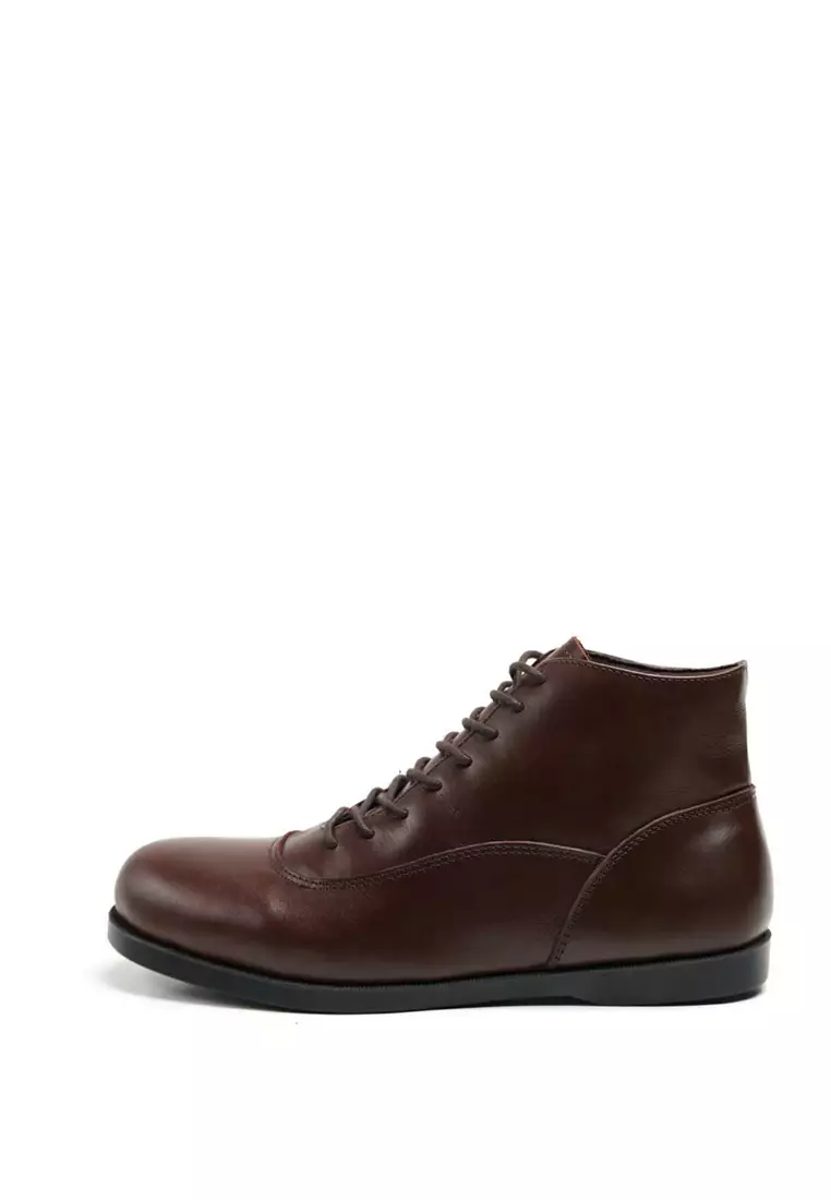 Country Boots Sync Brown Sepatu Casual Pria Leather