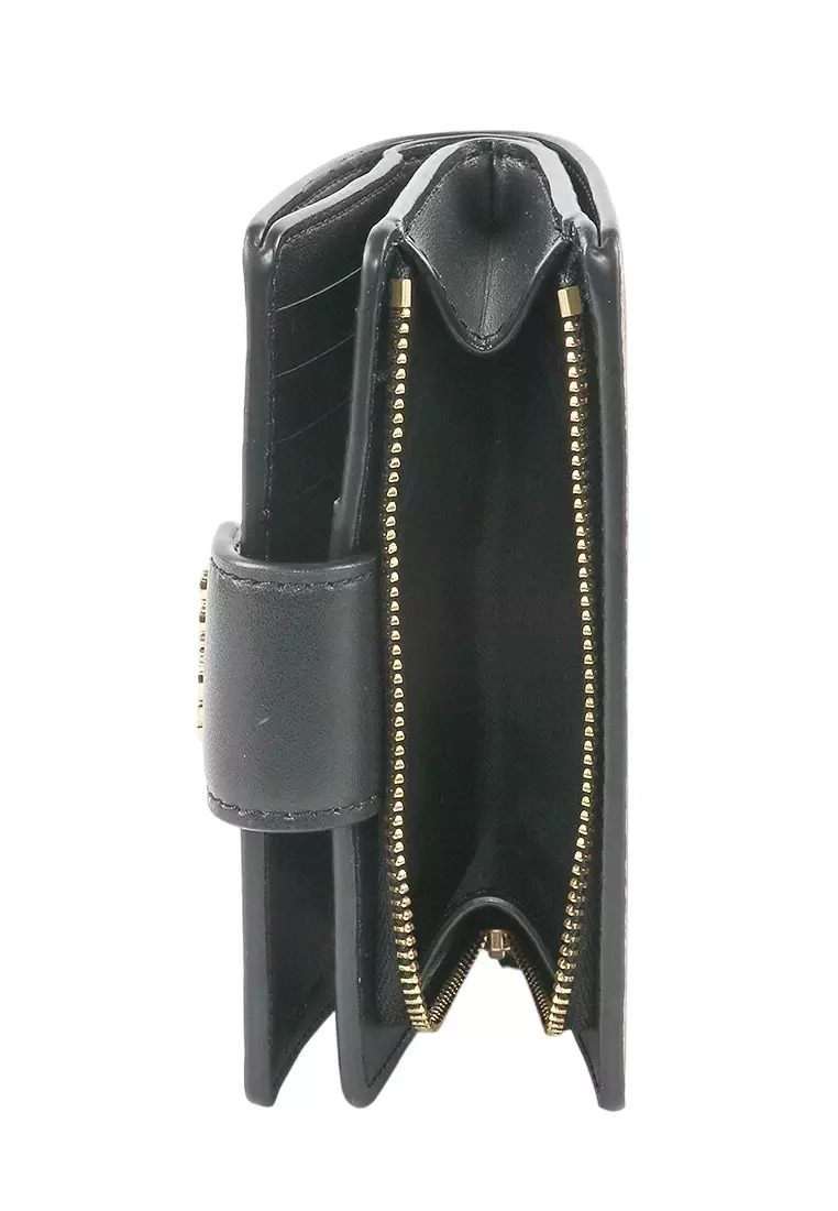 Medium Corner Zip Wallet In Signature Canvas - Tan/Black