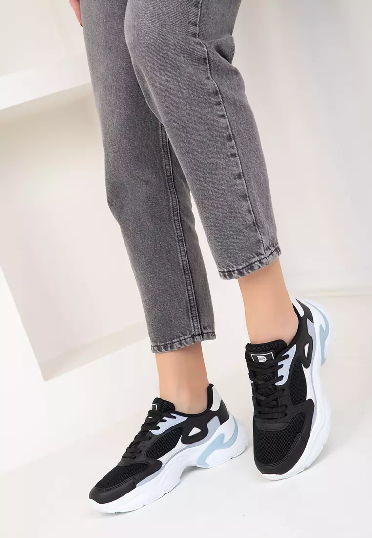 Black-White-Blue Women's Sneakers 18147