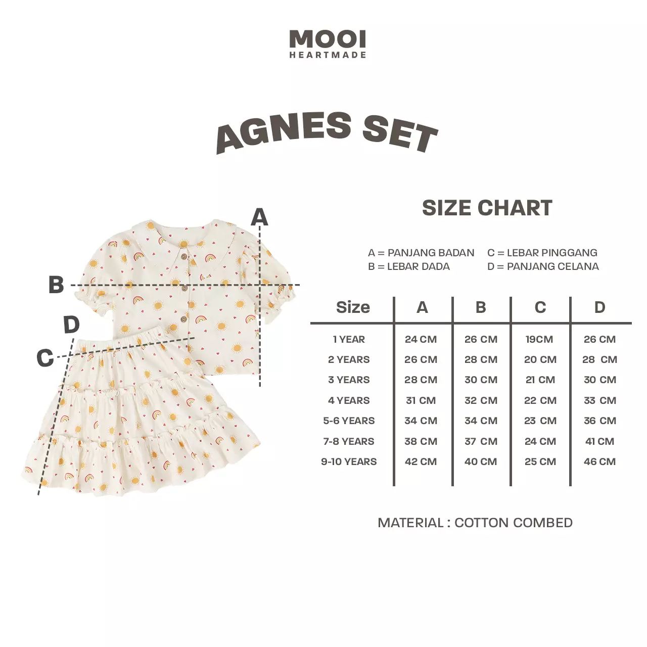 Mooi Setelan Anak Perempuan Agnes Set - Cream