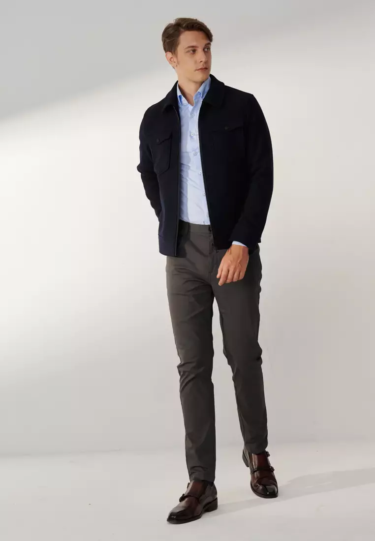 Dark Gray Slim Fit Stretch Chinos