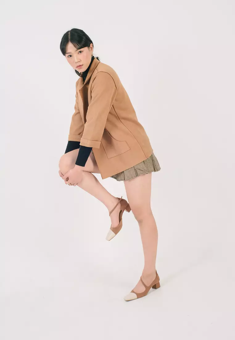 INPACA Millie Mary Jane Block Heel Suede Heels Wanita