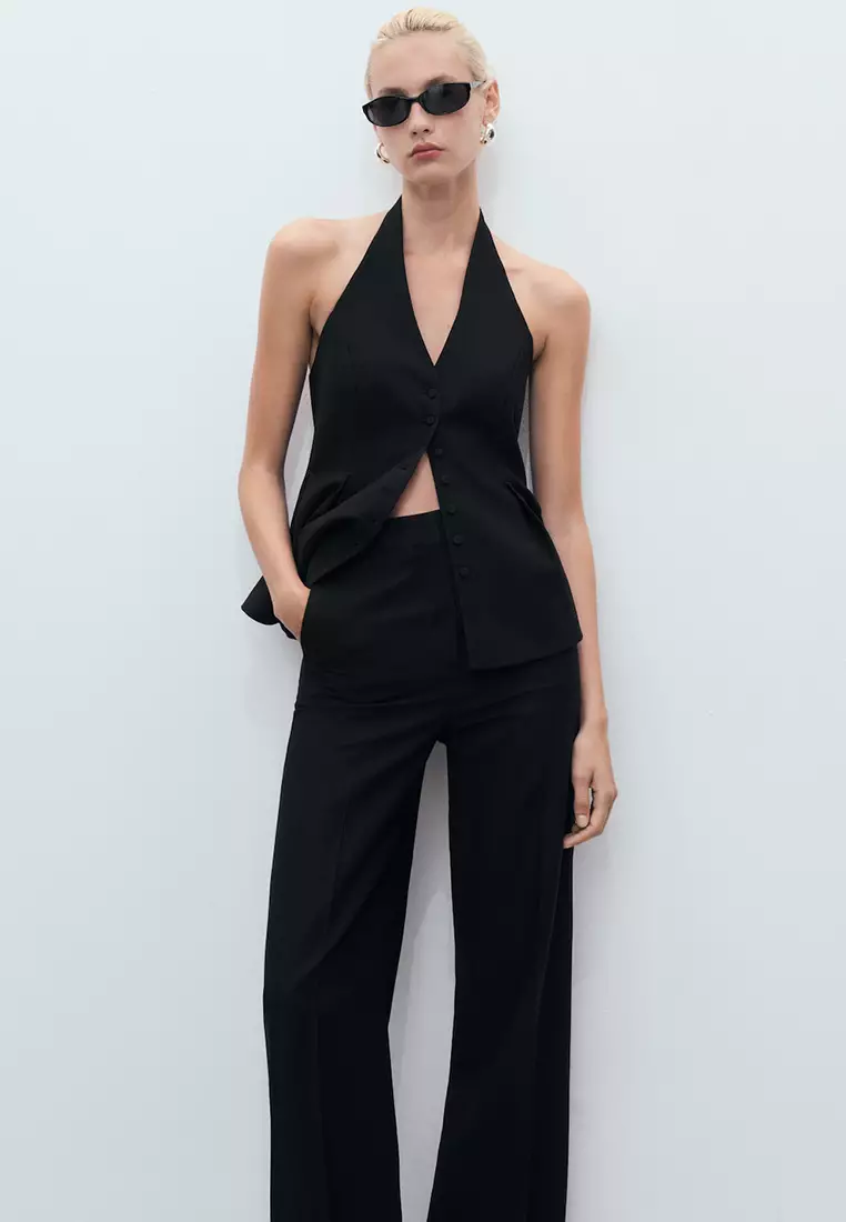 Straight Mid-Rise Suit Trousers