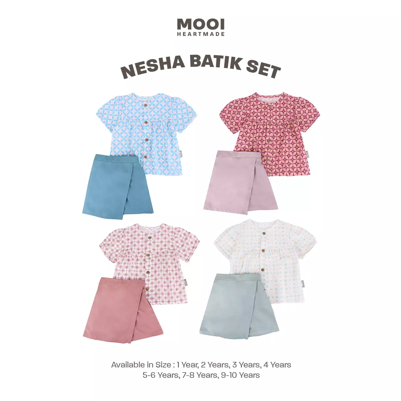 Mooi Setelan Batik Anak Perempuan Nesha Batik Set - Nude Brown