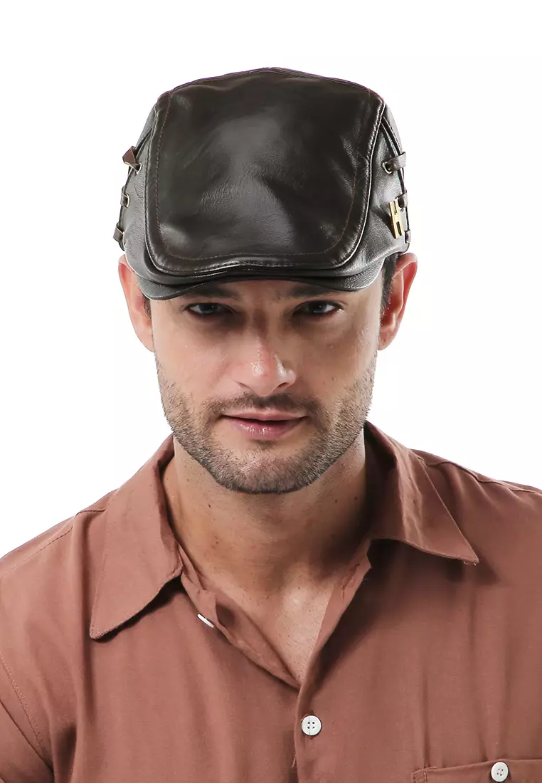 Kai Aksesoris Fashion Pria Wanita Casual Hat Preferred Style Material Leather ORIGINAL - Deef Coffee
