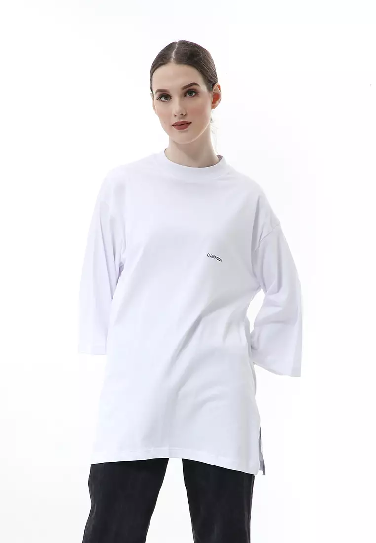 Wina Kaos Atasan Wanita Polos Basic Oversize - Putih