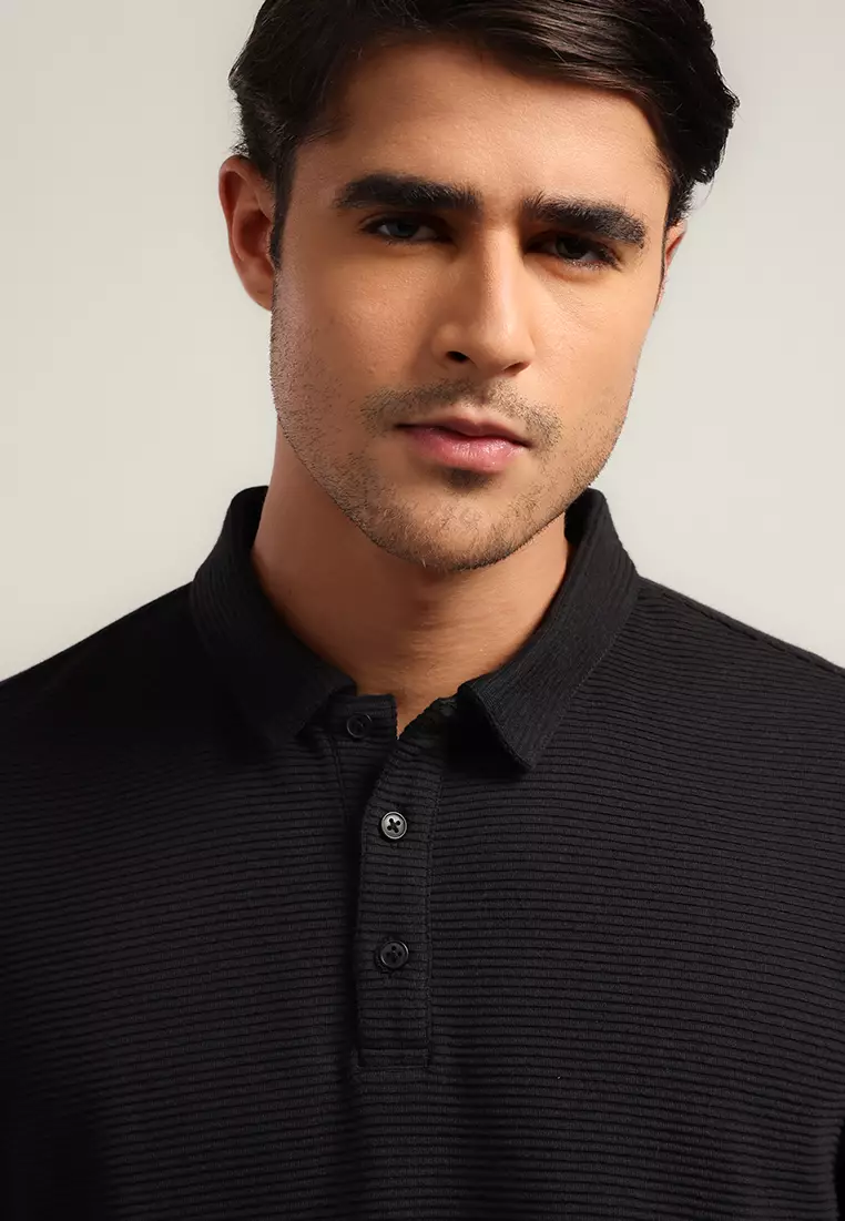 MOC - Kaos Polo Pria Lengan Pendek Holland - Black