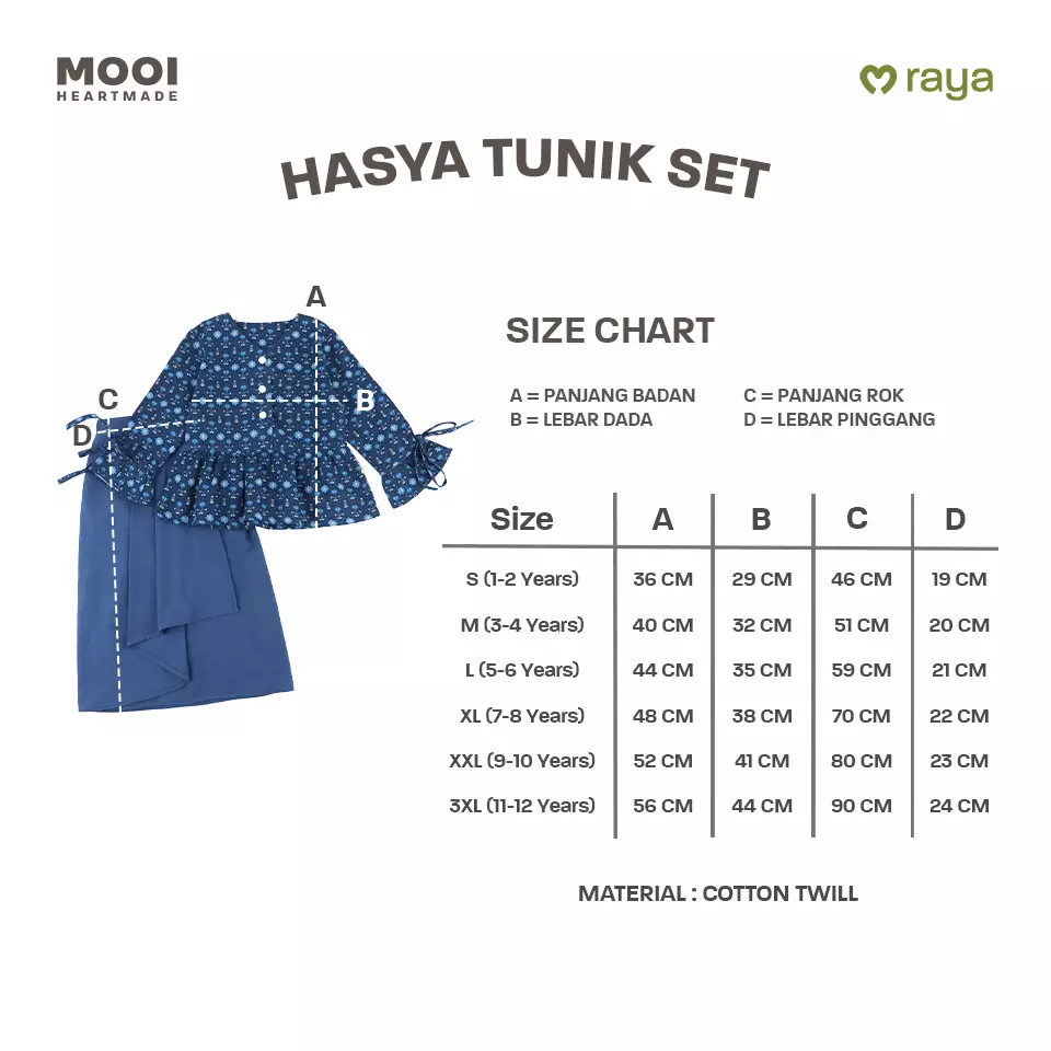 Mooi Setelan Anak Perempuan Raya Collection Hasya Tunic Set - Classic Blue