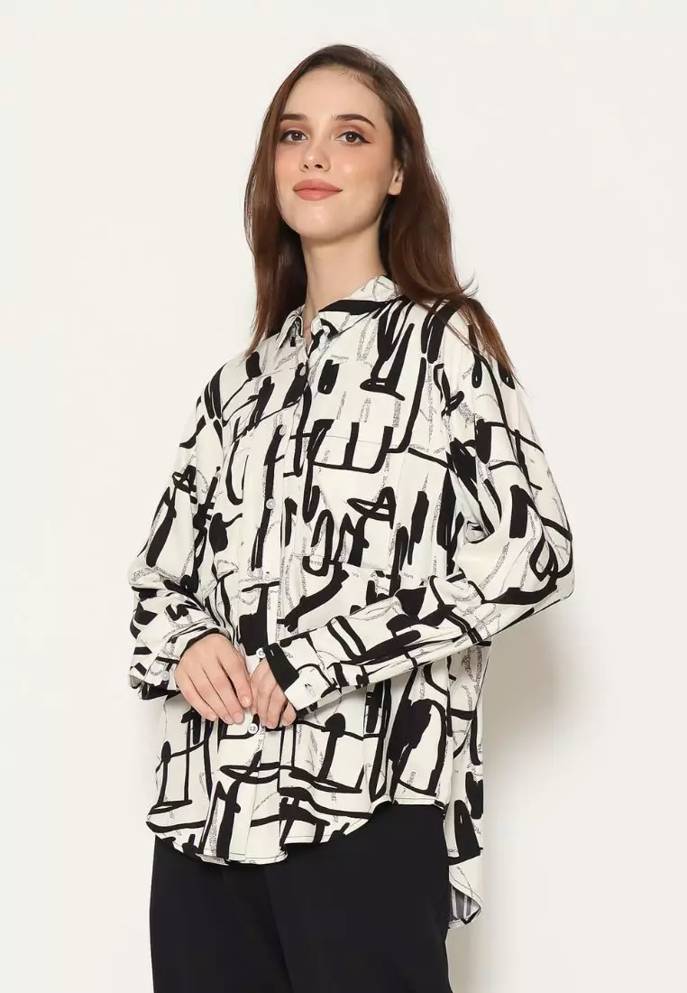 Urban Exchange Cherry Oversize Shirt Printed Black