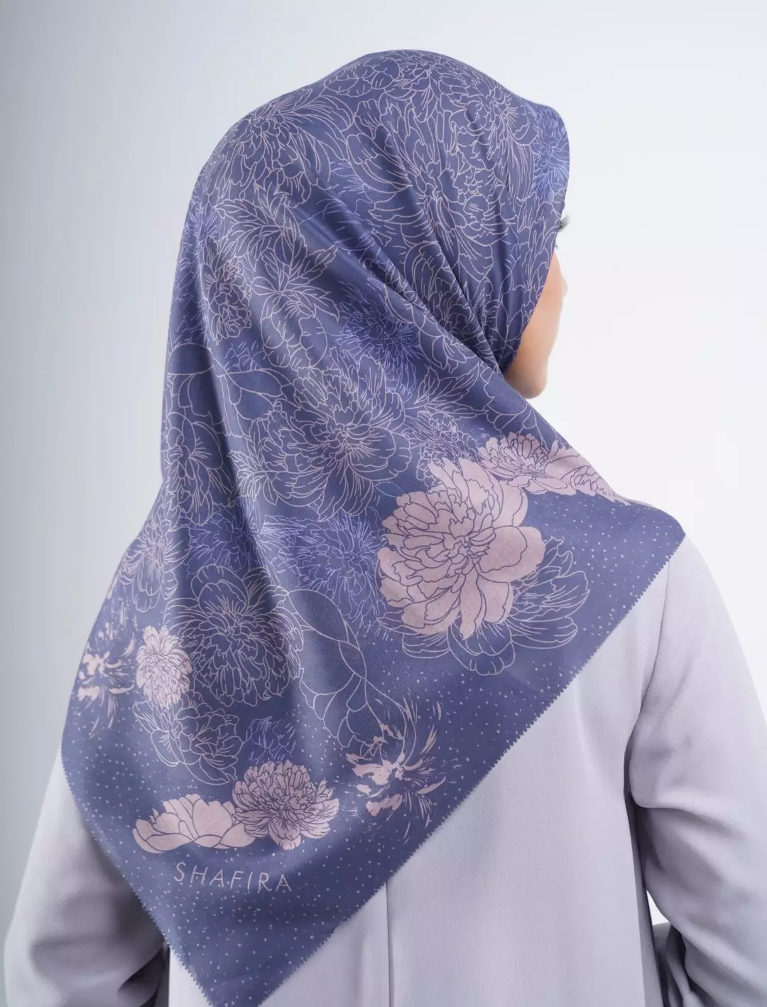 Cezia Printed Scarf Navy | Hijab Kerudung Segi Empat Motif