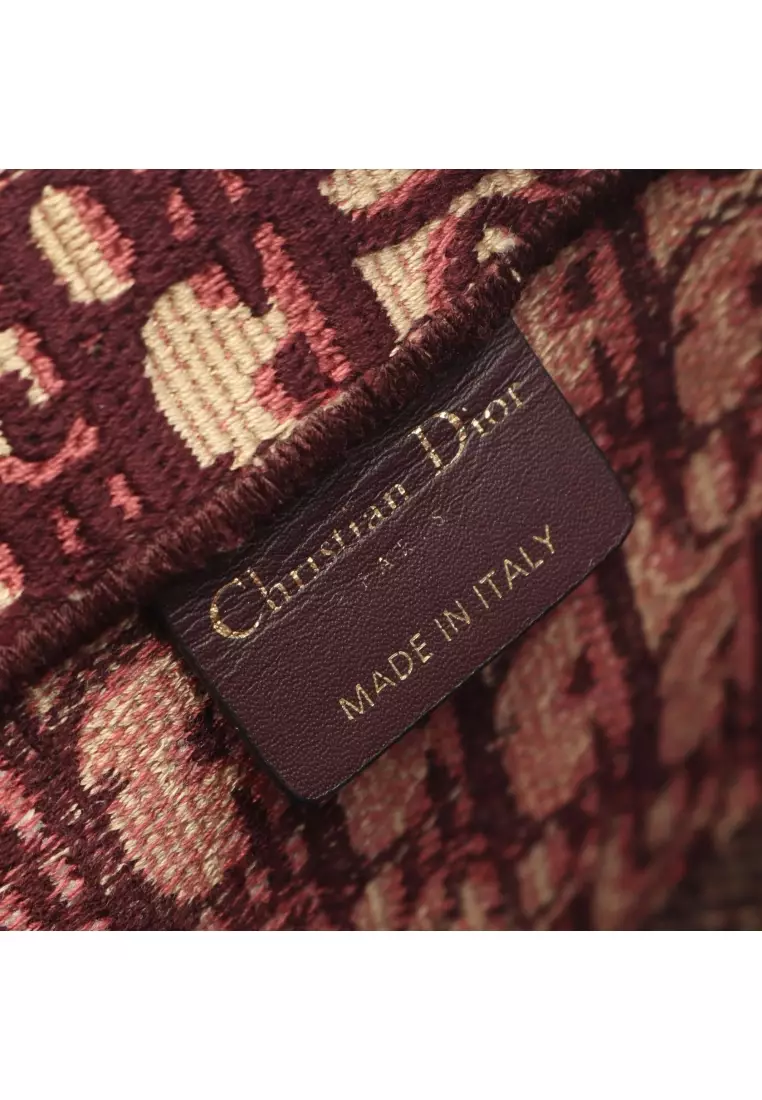 Pre-Loved Christian Dior BOOK TOTE book tote Large oblique Handbag tote bag canvas Bordeaux