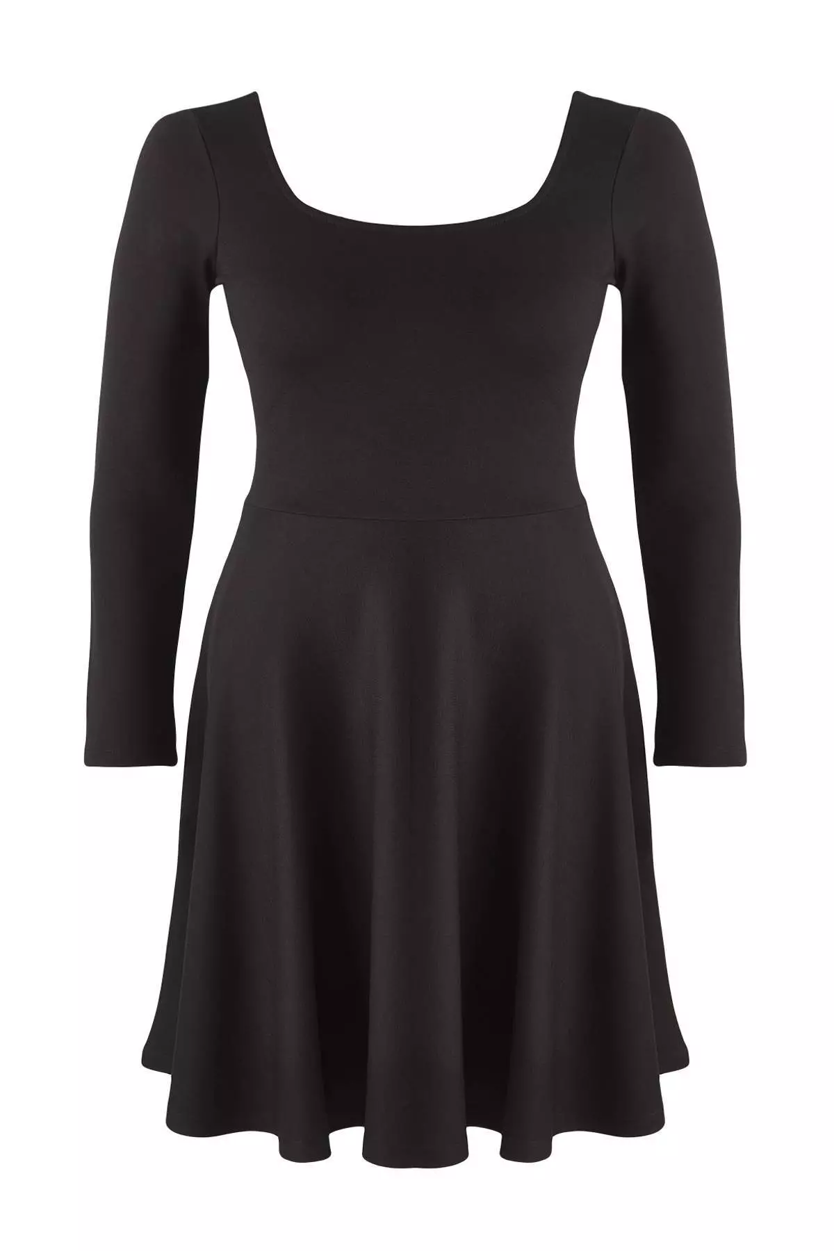 Black Square Neck Skater Mini Knitted Plus Size Dress
