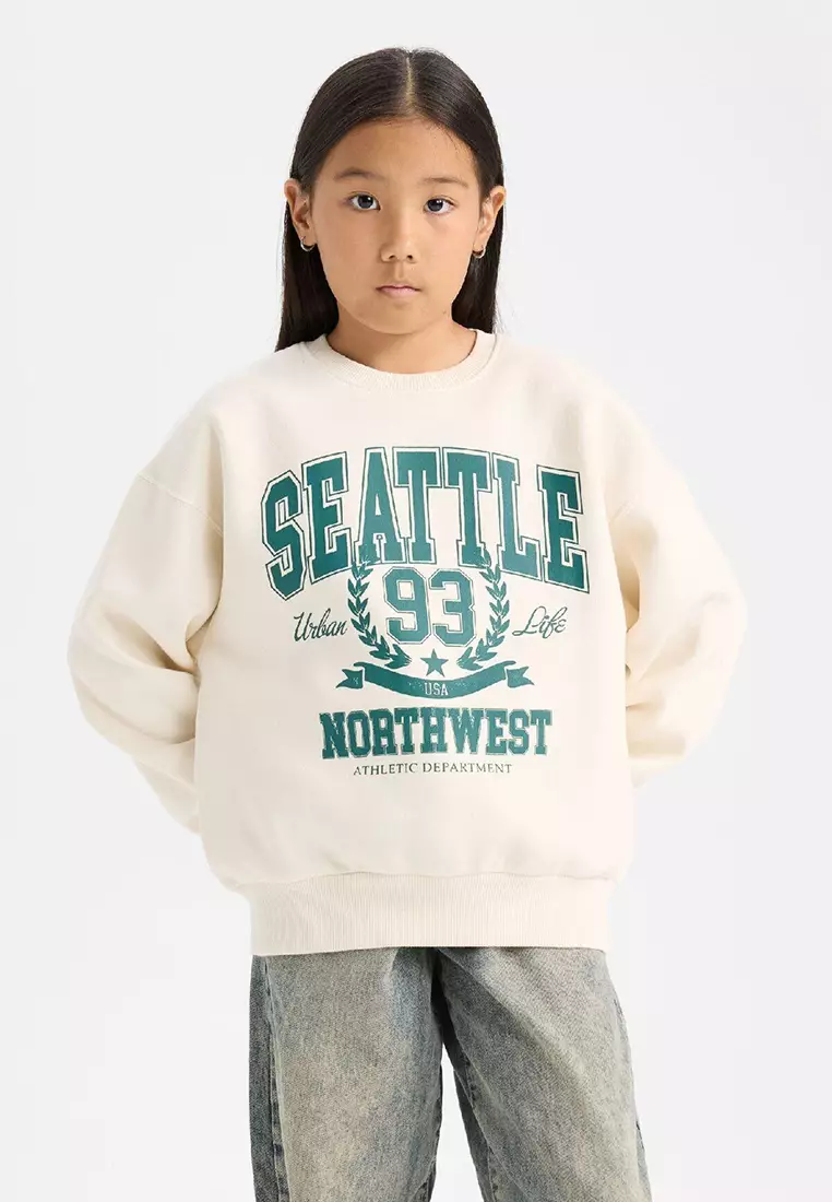 Relax Fit Crew Neck Printed Sweatshirt