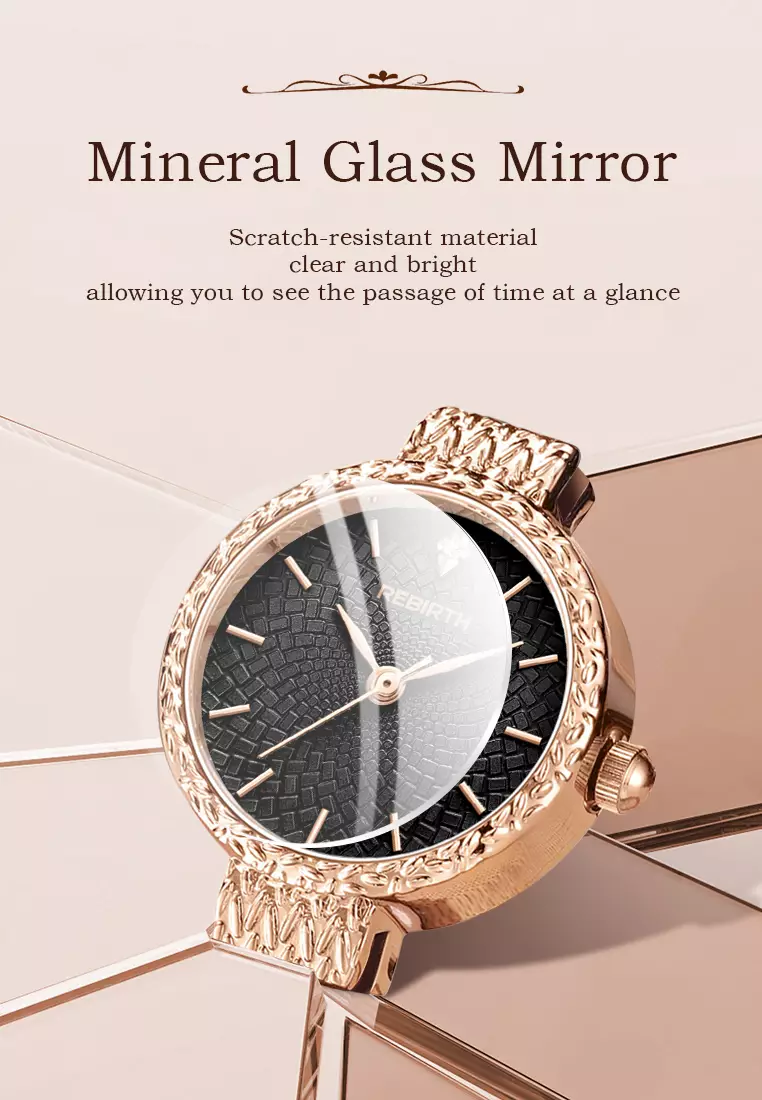 Jam Tangan Wanita Korea Original Anti Air Kuarsa Tali Kulit Jam Wanita Kecil Jam Tangan Cewek roseblack