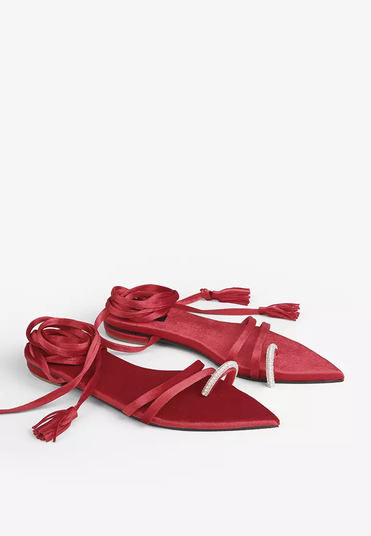 Iride Strappy Sandal in Red - Inpaca