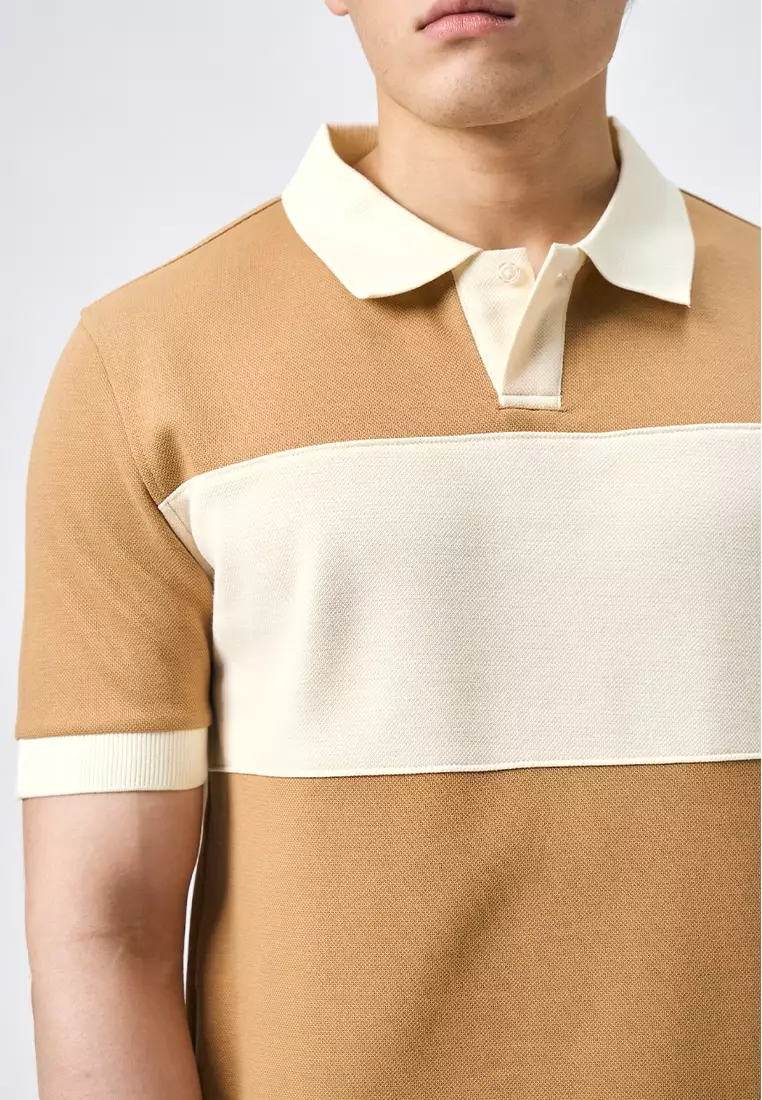 Color Block Pique Polo Shirt
