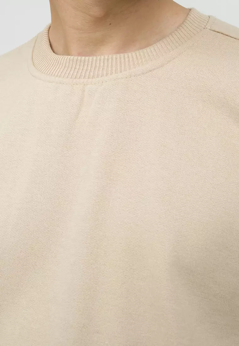 sweater basic lengan panjang baju sweater tebal krim