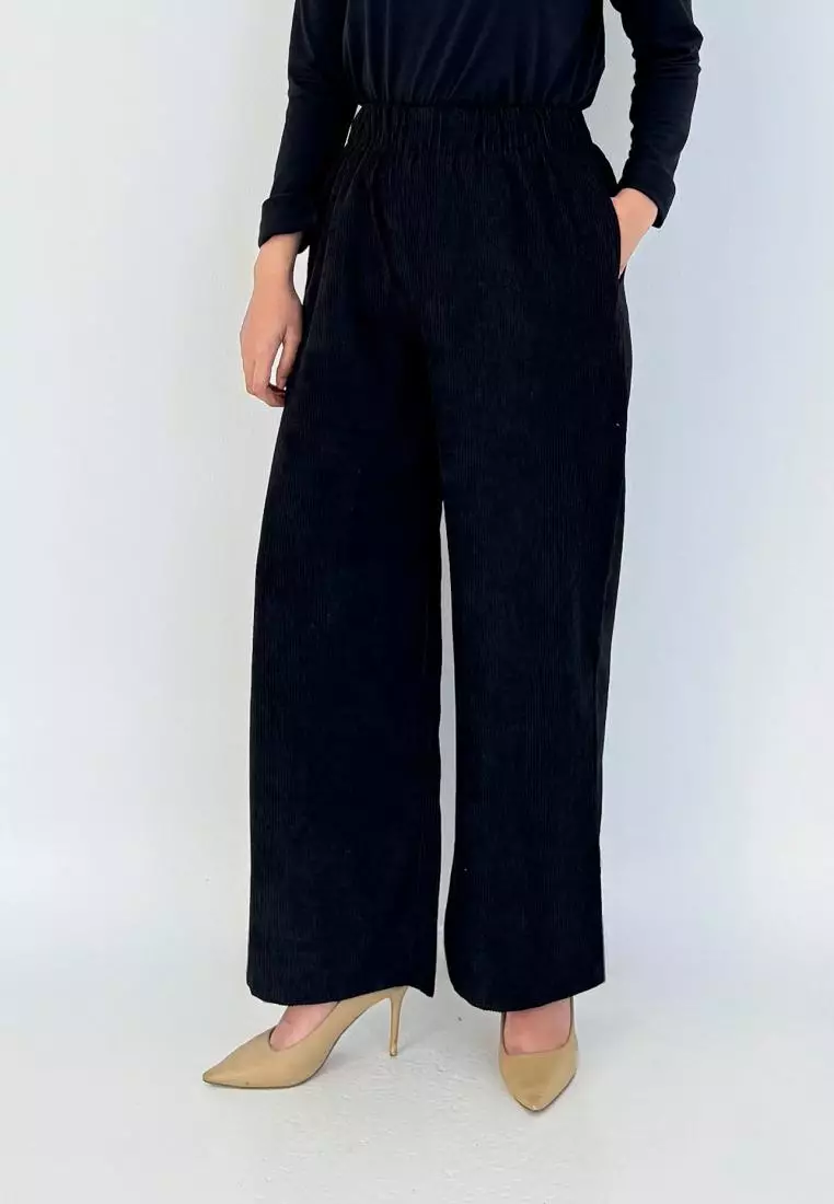 Jual LEZAHRASIGNATURE Keily Pants Celana Palazzo Corduroy HITAM