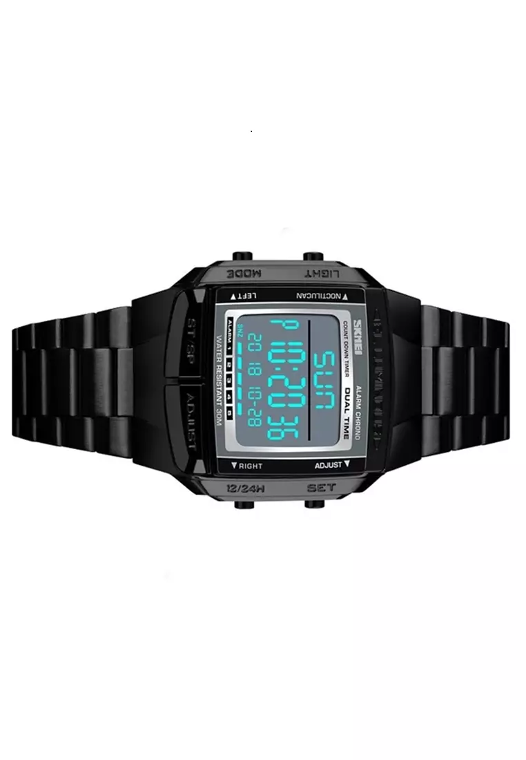 Jam Tangan Kasual Digital Pria Waterproof 30m Strap Tali Material Stainless Steel UU01 ORIGINAL