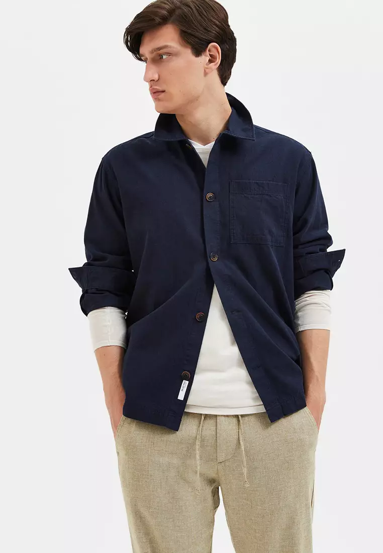 Buy Selected Homme Loose Linen Long Sleeve Overshirt 2023 Online ...