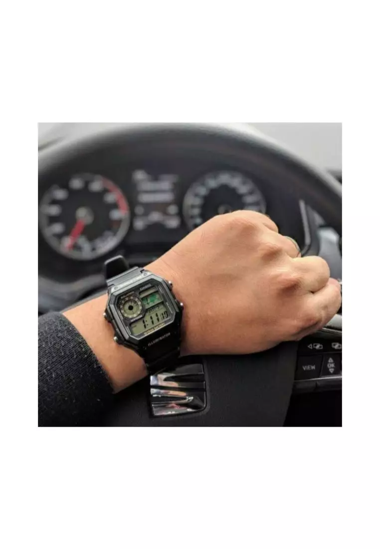 Men's Digital AE-1200WH-1BV Black Resin Band Sport Watch