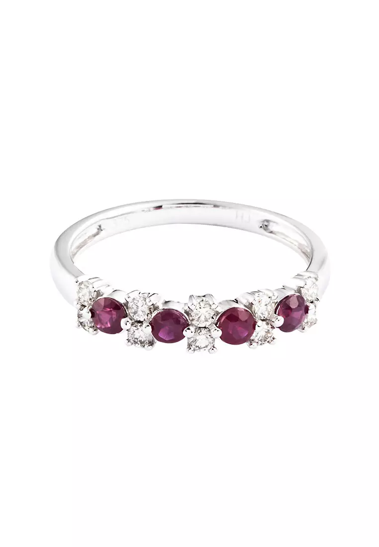 HABIB Red Ruby and Diamond Ring in 375/9K White Gold 25111