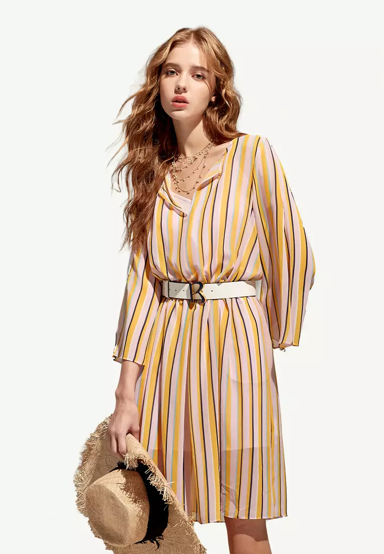 Striped shop chiffon dress