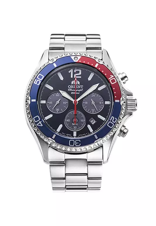 Orient Mako Silver Stainless Steel  Chrono Watch For Men RA-TX0201L10B