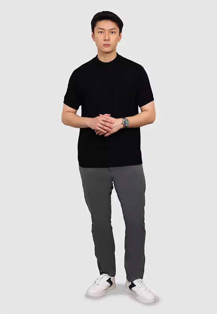 MANZONE X Hermanto Tanoko - Kaos Knit Lengan Pendek Pria Nobel 02 - Black Colour Black