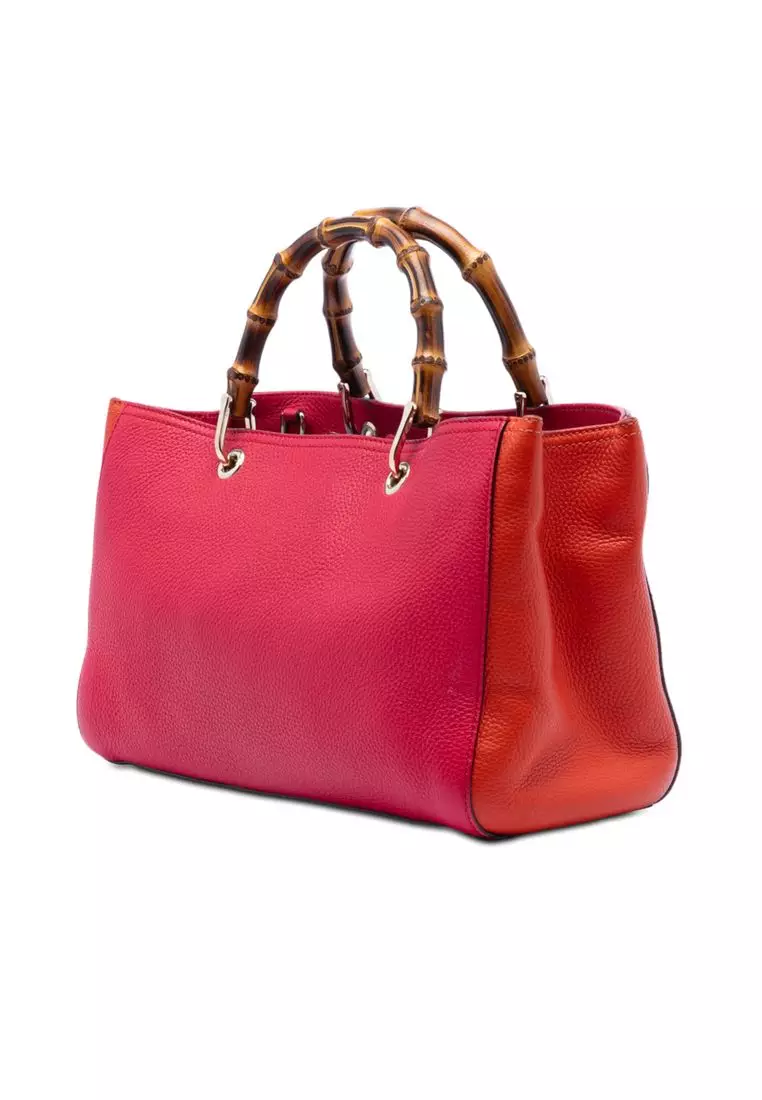 Pre-Loved Gucci Medium Calfskin Bamboo Shopper Satchel