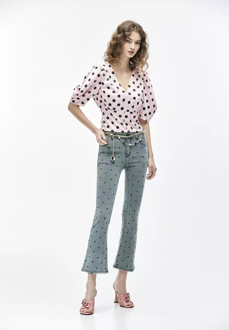 Polka Dot Boot Leg Jeans