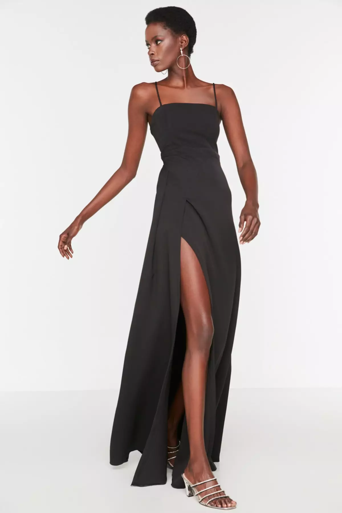 Slit Decollete Evening Dress