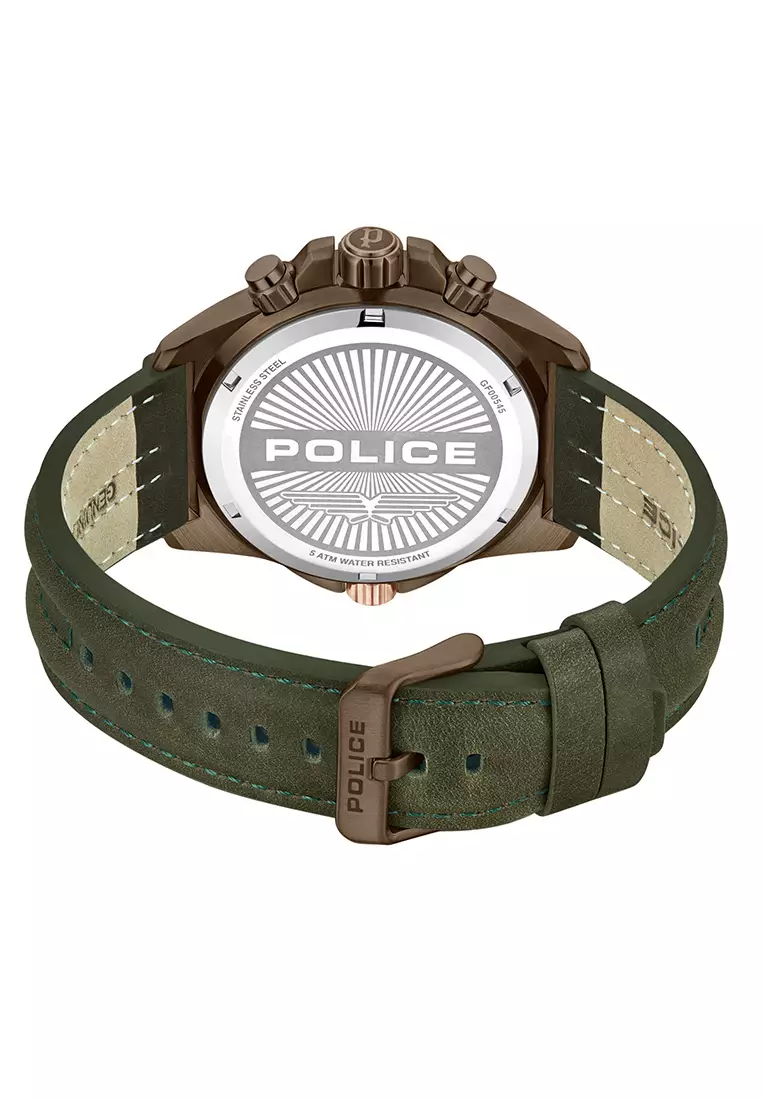 Police Electrical Brown Leather Analog Quartz Watch For Men PPEWGF0054502