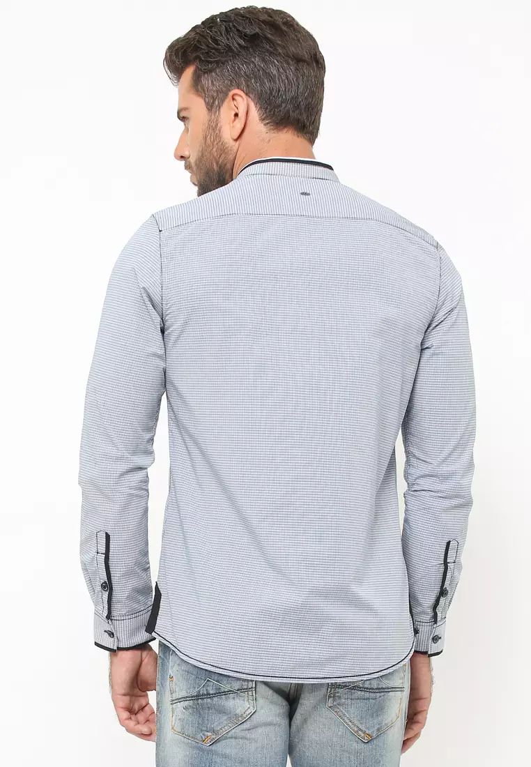 LGS - Baju Koko - Lengan Panjang - Motif Garis - Abu - JSH.386.S952KF.277.C L/S