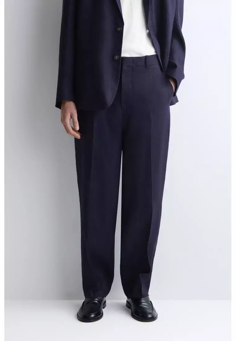 RELAXED LINEN TAPERED TROUSERS