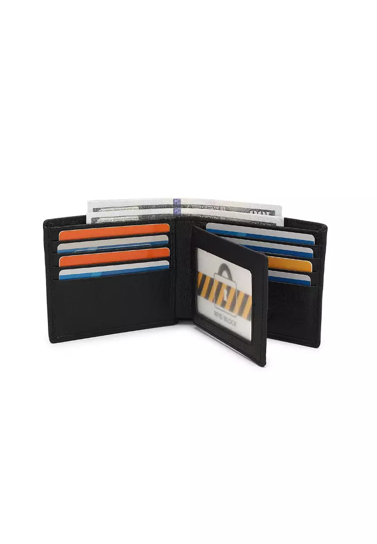 Men's Genuine Leather RFID Blocking Fortune Wallet - Black
