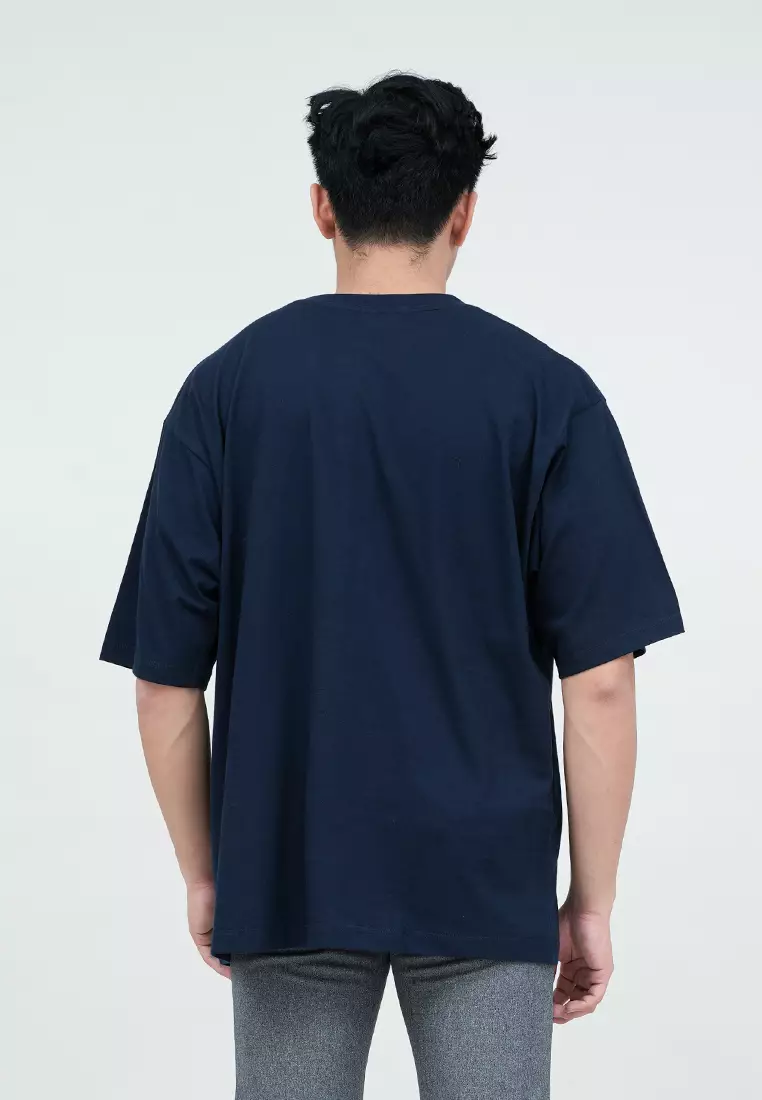 Houseofcuff Kaos Oversized T-shirt Pria Unisex Tebal Oversize Navy