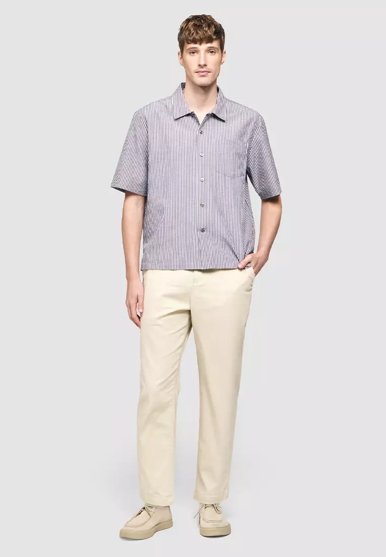 Seersucker Boxy Striped Shirt