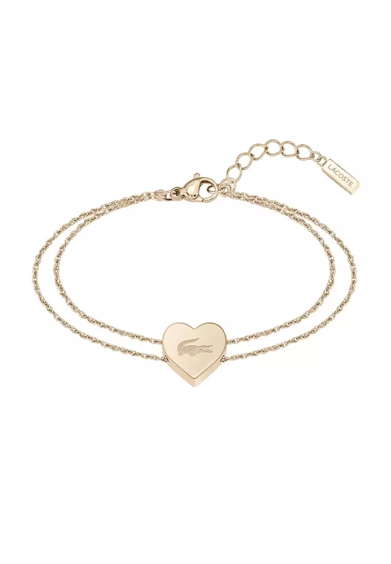 Love My Croc Carnation Gold Blush Colored Enamel Heart Bracelet Bracelet LAJ-2040397
