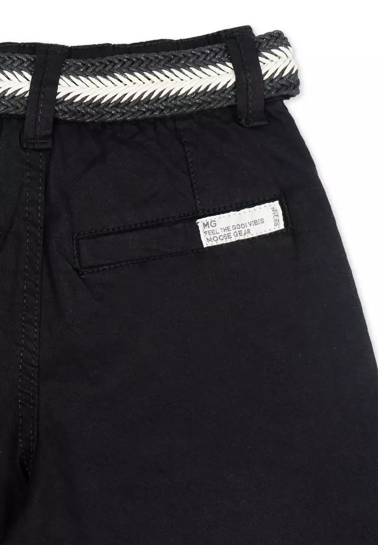 Boys Gartered Twill Long Pants with Braided Belt