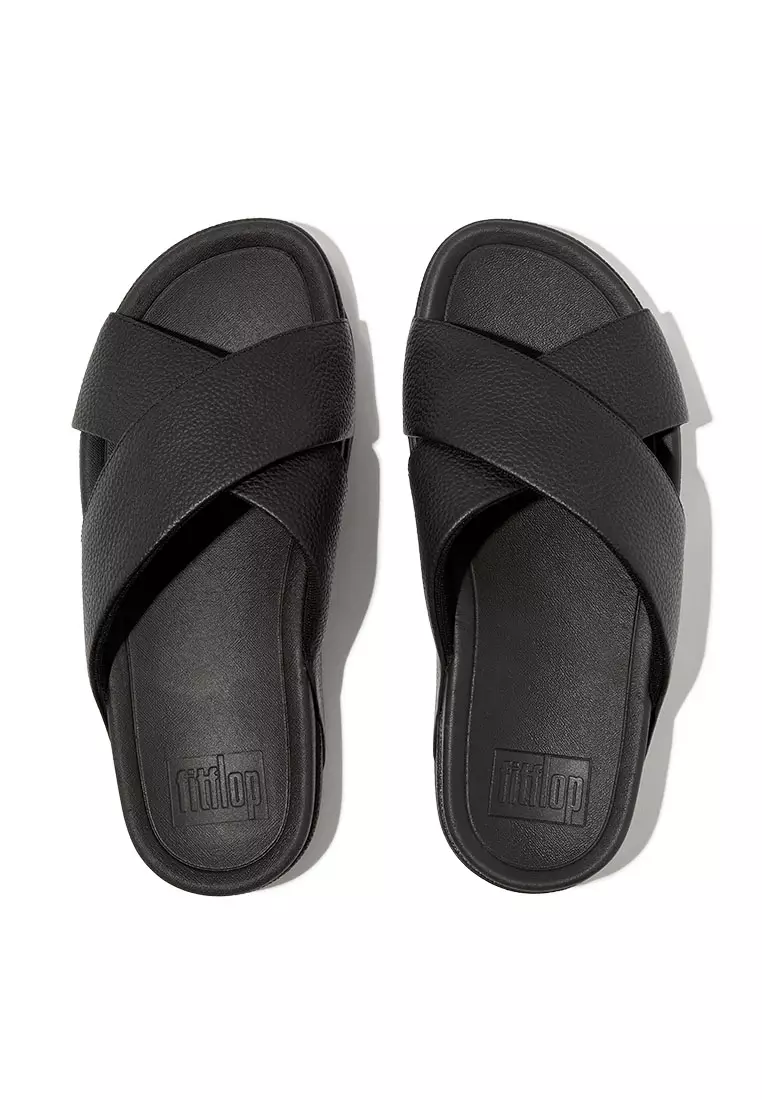 Buy Fitflop FitFlop Men's SURFER Mens Tumbled-Leather Cross Slides ...