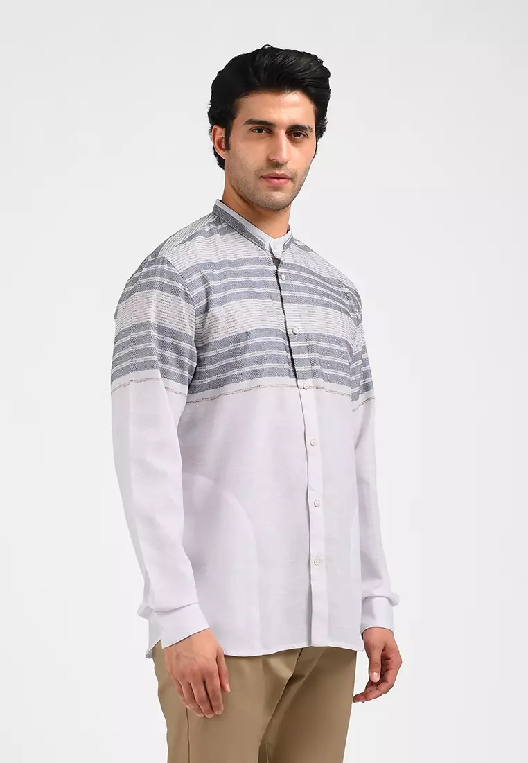 MOC Kemeja Koko Lengan Panjang Pria DAUD-WHITE