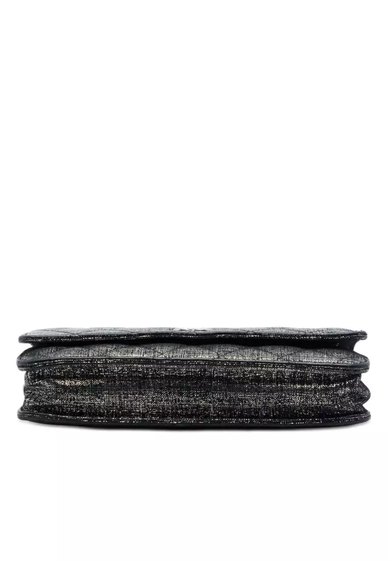 Pre-Loved Chanel Cc Quilted Metallic Fabric Wallet On Chain