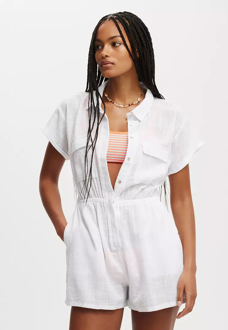 White cotton playsuit online