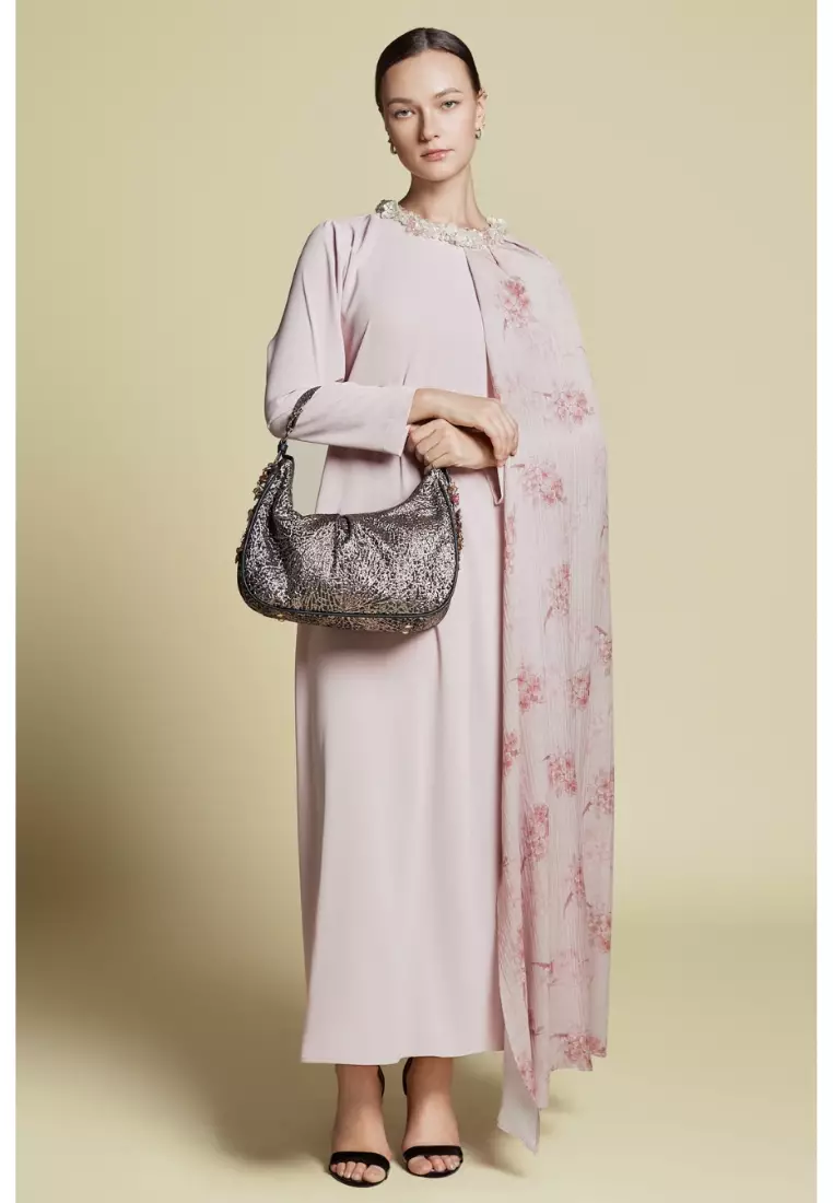 Asymmetrical Side Cape Kaftan in Silk