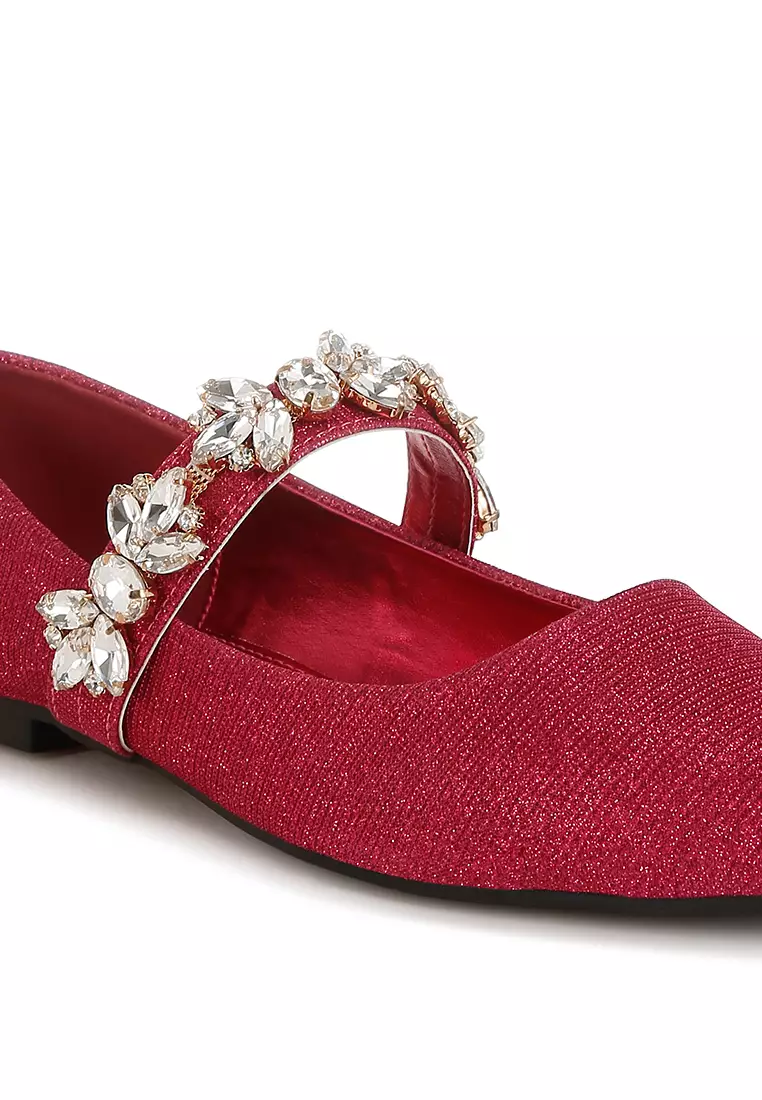 Bros Berlian Imitasi Balerina Glitter Warna Fuchsia