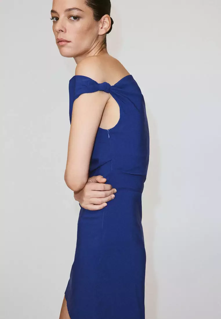 mango blue asymmetric dress Mango Asymmetrical Gradient Dress - Blue