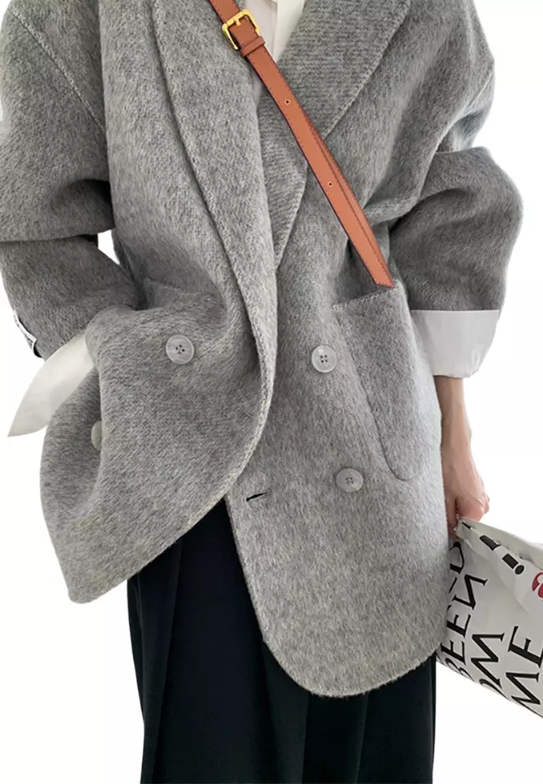 2025 Korean Style Loose-fitting Wool Short Jacket CA25102441GY