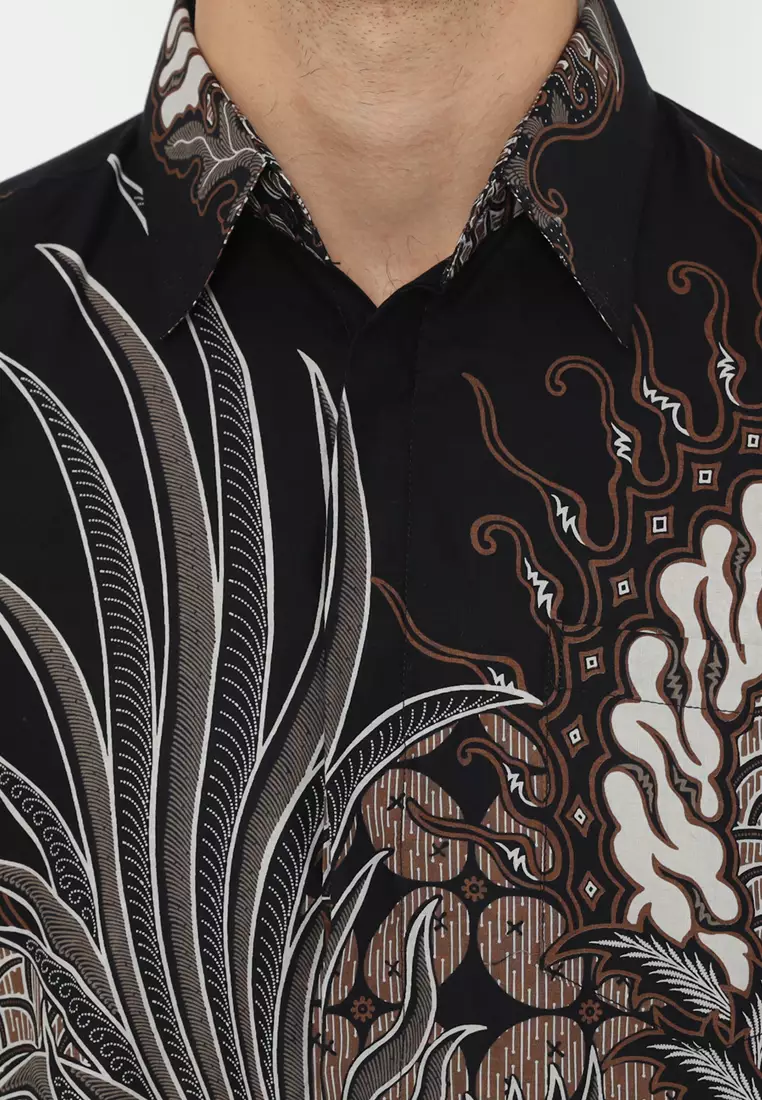 Kemeja Batik Pria Slimfit Kalandra - Black